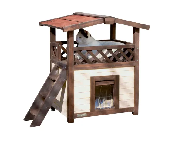 Katzenhaus 4 Seasons Deluxe Outdoor winterfest - beheizbares Isoliertes Katzenhäuschen für jede Jahreszeit 88 x 57 x 77 cm