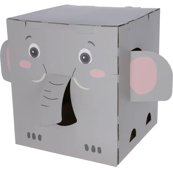 Kratzpappe Elefant für Katzen und Kitten - Katzenhöhle zum Kratzen und Spielen Indoor, 35 x 35 x 39cm, grau