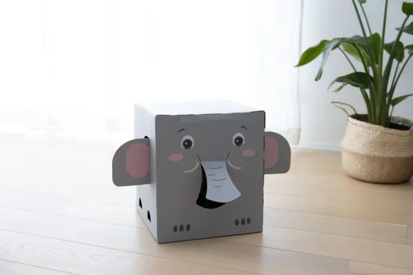 Kratzpappe Elefant für Katzen und Kitten - Katzenhöhle zum Kratzen und Spielen Indoor, 35 x 35 x 39cm, grau