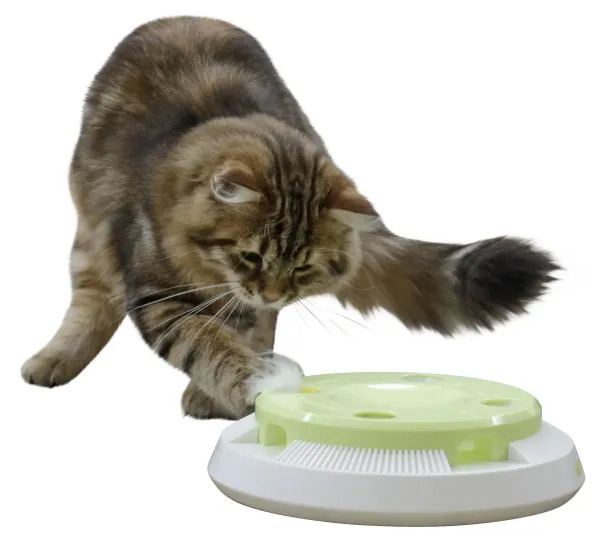 Katzenspielzeug Pompom - elektronisches Katzenspielzeug mit rotierender Feder