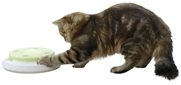 Katzenspielzeug Pompom - elektronisches Katzenspielzeug mit rotierender Feder