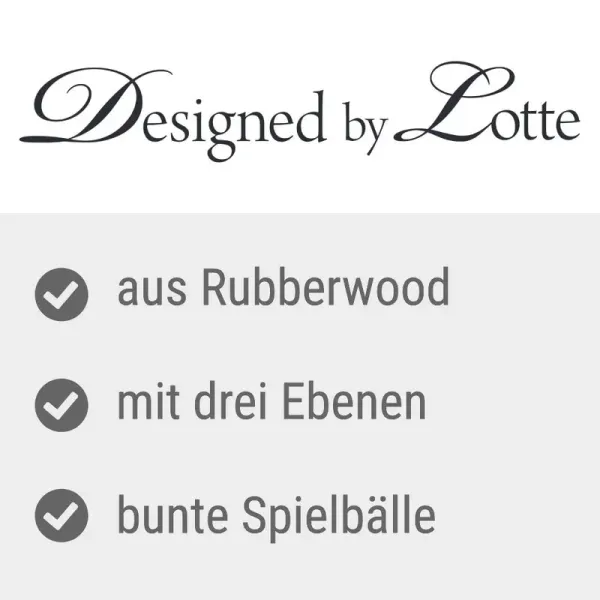 Katzenspielzeug Spielturm Mia - Spielbälle für Katzen Echtholz, ungiftig, weckt Jagdtrieb und Spieltrieb - Aktivspielzeug L 26 x B 26 x H 14,5 cm
