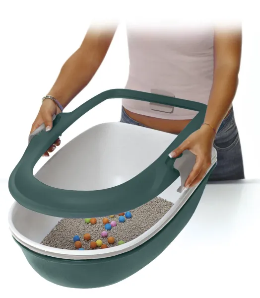 Katzentoilette Furba mit Reinigungssieb - Schalentoilette mit Sieb für Katzen, einfache und schnelle Reinigung