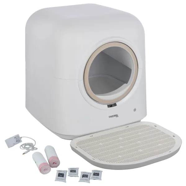 Katzentoilette Smart, selbstreinigend weiß mit Appsteuerung 54 x 54 x 60 cm - Haubentoilette mit Filter vollautomatisch