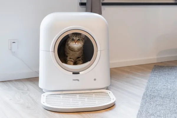 Katzentoilette Smart, selbstreinigend weiß mit Appsteuerung 54 x 54 x 60 cm - Haubentoilette mit Filter vollautomatisch