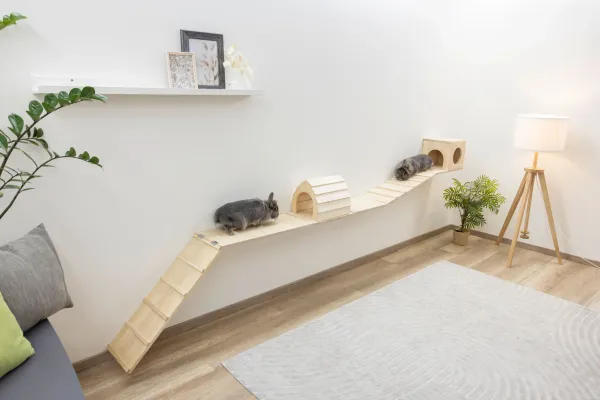 Kletterwand für Nager und Katzen - Kleintier Wand Parcours Sidewalk / Catwalk 6-teilig - Kaninchen, Frettchen, Kaninchen und Katzen Wandmontage