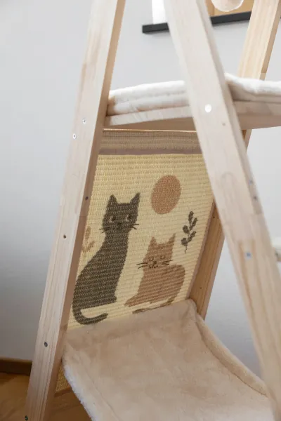Designer Kratzbaum Kerbl Ladder 2.0 - Katzenkratzbaum und Katzenleiter in Einem, mit Hängematte und 2 Liegeflächen 104 cm