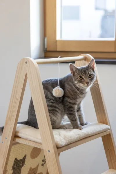Designer Kratzbaum Kerbl Ladder 2.0 - Katzenkratzbaum und Katzenleiter in Einem, mit Hängematte und 2 Liegeflächen 104 cm