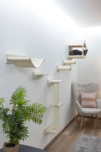Kletterwand Monte Falco für Katzen, 6-teilig, beige - Wandkratzbaum beliebig montierbar und erweiterbar