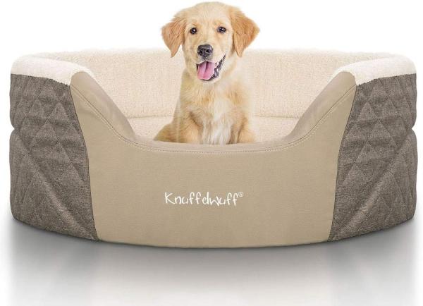 Orthopädisches Hundebett Knuffelwuff Lena, extra hoher Rand - ovales Hundekörbchen, Memory Foam, Bezug waschbar
