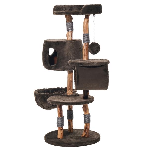 Designer Kratzbaum Gena Echtholz natur Nobby - Birnenbaum-Holz Naturprodukt dunkelbraun
