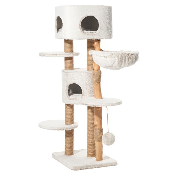 Nobby Kratzbaum Loya Echtholz – Natur-Katzenbaum mit Jute & XL Kuschelhöhle
