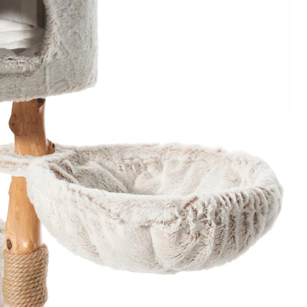 Nobby Kratzbaum Loya Echtholz – Natur-Katzenbaum mit Jute & XL Kuschelhöhle