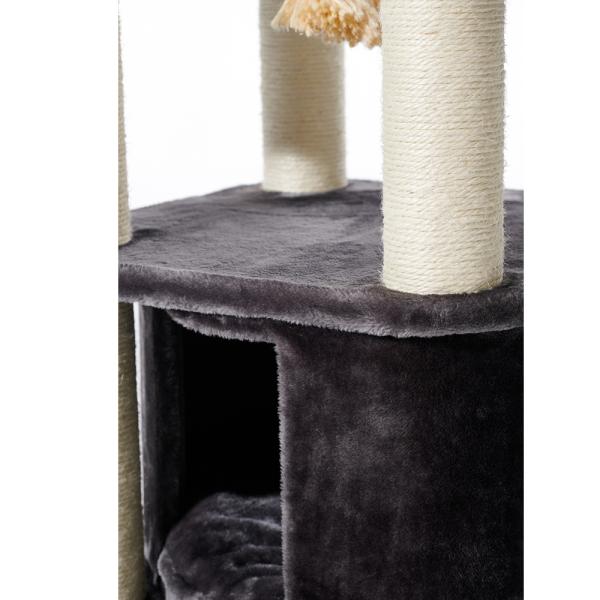 Nobby Kratzbaum Mugla - großer Katzenbaum dunkelgrau, großes waschbares Katzenbett, ideal für mehrere Katzen