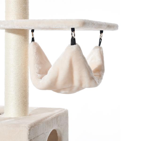 Kratzbaum Sivas deckenhoch beige - Katzenbaum, ideal für mehrere Katzen, extra weich mit Hängematten