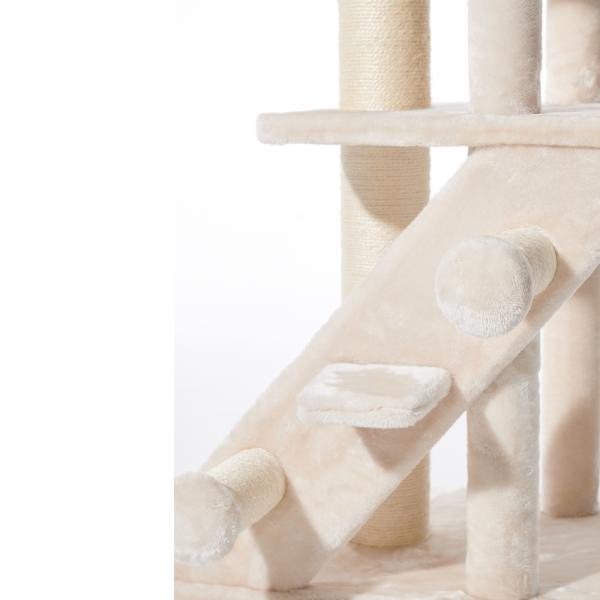 Kratzbaum Sivas deckenhoch beige - Katzenbaum, ideal für mehrere Katzen, extra weich mit Hängematten