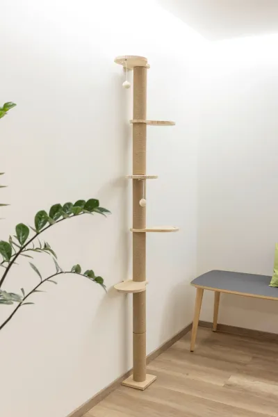 Wandkratzbaum Timber 19 x 16 x 208 cm, braun - Designer Katzenbaum Echtholz, deckenhoch