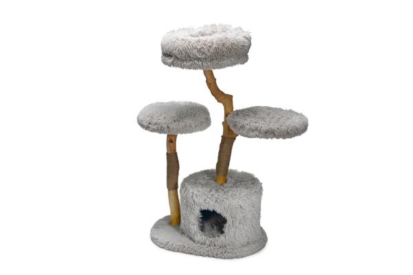 [B-Ware] Naturholz Katzenkratzbaum Ziza 100cm Designed by Lotte mit Naturstämmen