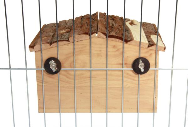 Nagerhaus Nature mit Gitterbefestigung - Häuschen für Kaninchen und meerschweinchen für Freigehege, mit Rampe
