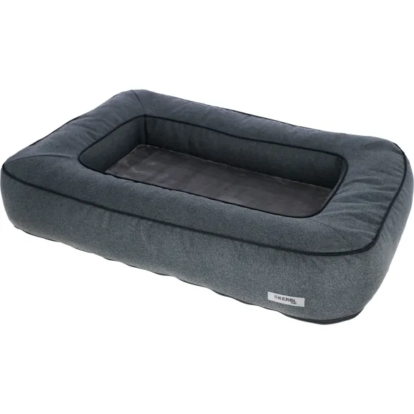 Orthopädisches Hundebett Platin Ortho eckig, grau - Hundekissen mit Rand, Bezug abnehmbar und waschbar mit Wendekissen