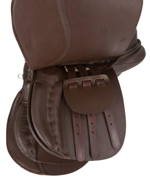 [B-Ware] Haflinger-Sattel braun, Covalliero Sattelset - Starterset inkl. Satteldecke, 2 Steigbügel, Steigbügelriemen, Sattelgurt