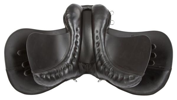 [B-Ware] Haflinger-Sattel schwarz, Covalliero Sattelset - Starterset inkl. Satteldecke, 2 Steigbügel, Steigbügelriemen, Sattelgurt