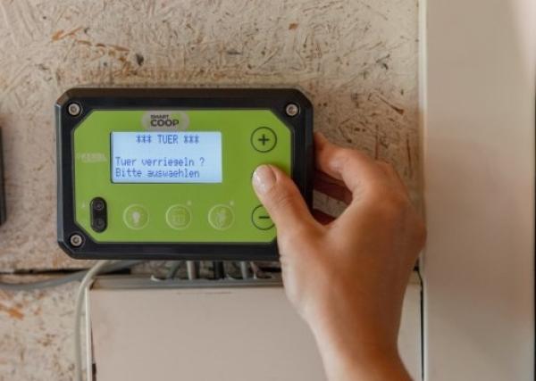 automatische Hühnertür SmartCoop horizontal inkl. Steuerung, erweiterbare Automation für Hühnerställe