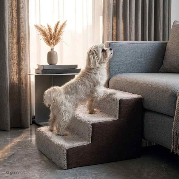 Hundetreppe Schaumstoff - Nobby Haustiertreppe Sari als Aufstiegshilfe für Katzen und kleine - mittelgroße Hunde, Bezug waschbar