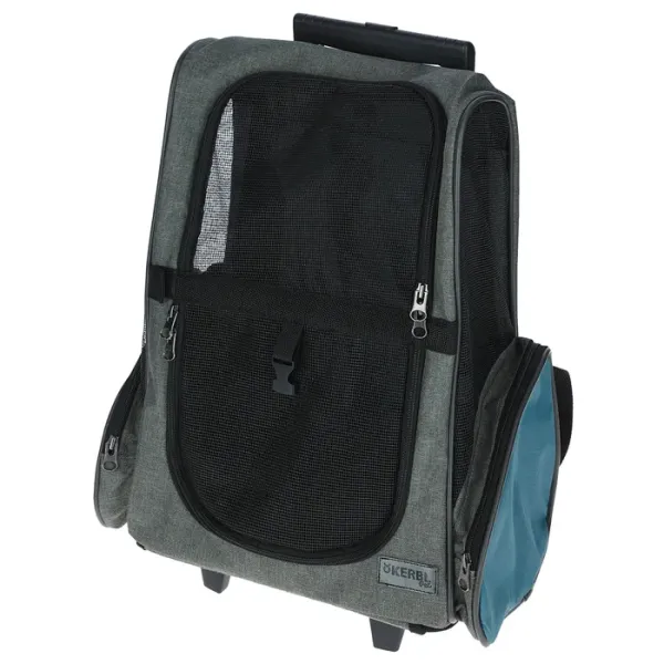Hundetrolley Vacation 41 x 26 x 55 / 103 cm, grau / blau - Trolley für kleine Hunde - Transporttrolley als Autositz und Hunderucksack nutzbar