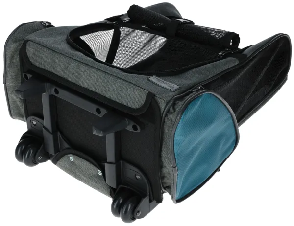 Hundetrolley Vacation 41 x 26 x 55 / 103 cm, grau / blau - Trolley für kleine Hunde - Transporttrolley als Autositz und Hunderucksack nutzbar