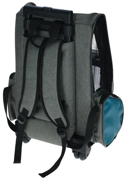 Hundetrolley Vacation 41 x 26 x 55 / 103 cm, grau / blau - Trolley für kleine Hunde - Transporttrolley als Autositz und Hunderucksack nutzbar