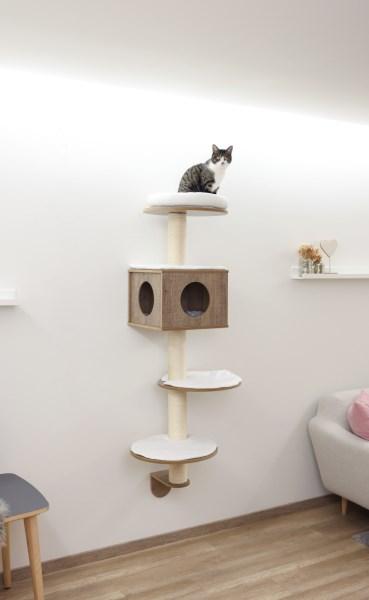 Kratzbaum Wandmontage Kerbl Dinari [167 cm] Wandkratzbaum für Katzen, Kissen abnehmbar und waschbar