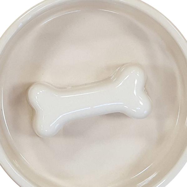 Antischlingnapf für Hunde Keramik [ 0,5 oder 1l ] Nobby Bone grau-creme