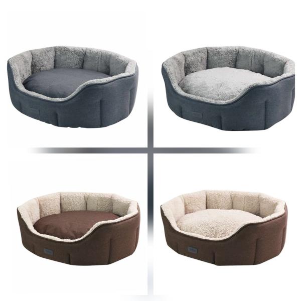 Hundebett oval mit Rand in braun oder grau