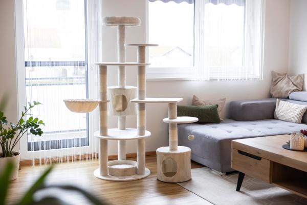 Kratzbaum Cord Look, 164 cm, Katzenbaum Kerbl Annika, beige,  mit vielen Schlaf- und Liegemöglichkeiten