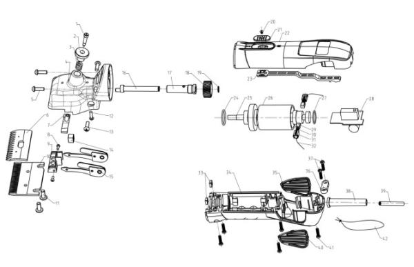 Schermaschine Pferd Kerbl FarmClipper 4 inklusive Schermesser Set auch für Rinder geeignet