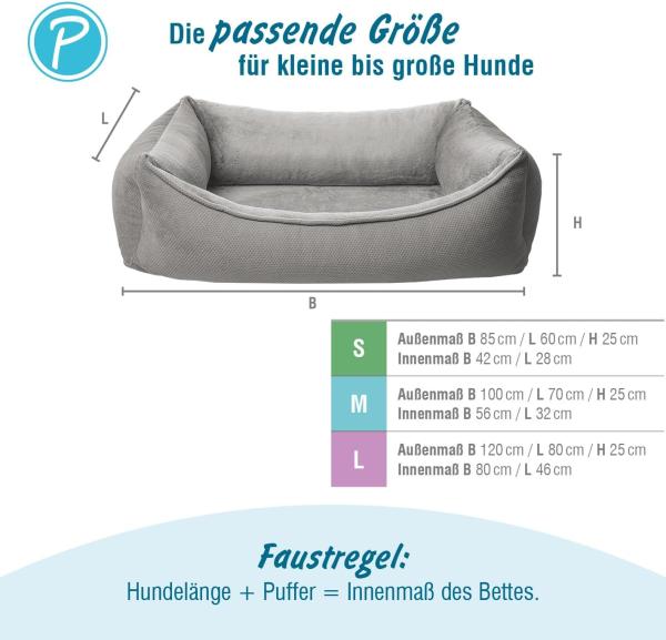 Petlando orthopädisches Hundebett Lucy - Memory Foam, niedriger Einstig, Bezug abnehmbar
