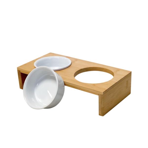 Nobby Katzen Futterbar Ilus Bambusholz mit Keramiknäpfen