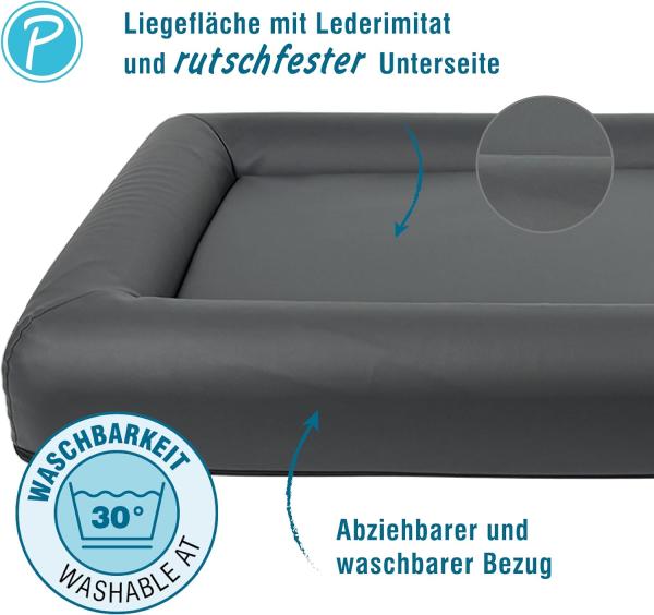 Petlando Orthopädisches Hundebett Livorno Ortho schwarz - Gesundheitsbett wasserdicht Bezug abnehmbar