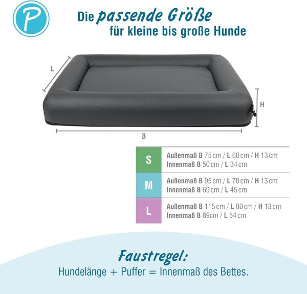 Petlando Orthopädisches Hundebett Livorno Ortho schwarz - Gesundheitsbett wasserdicht Bezug abnehmbar