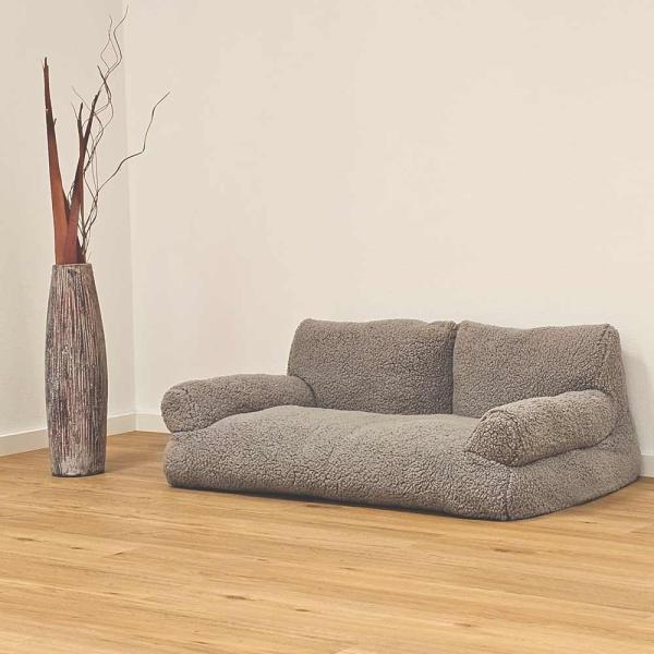 Hunde-Plüschbett in Sofaform [100x65x35cm] Hundebett mit abnehmbarem Teddyplüsch-Bezug