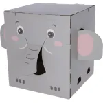 Kratzpappe Elefant für Katzen und Kitten - Katzenhöhle zum Kratzen und Spielen Indoor, 35 x 35 x 39cm, grau