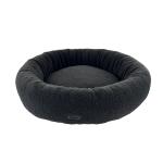 rundes gemütliches Katzenbett mit stabilem, hohen Rand, dunkelgrau